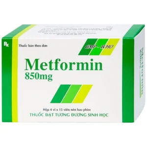 Viên nén Metformin 850mg Tipharco điều trị đái tháo đường không phụ thuộc insulin típ 2 (4 vỉ x 15 viên)
